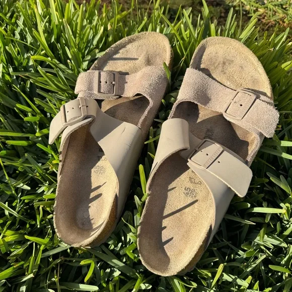 BIRKENSTOCK ARIZONA SPlit sandal leather Suede Grey/ Taupe  display picture 1